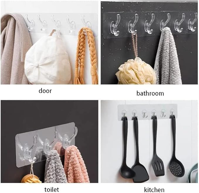 Transparent 6 in 1 hook (Pack of 3)