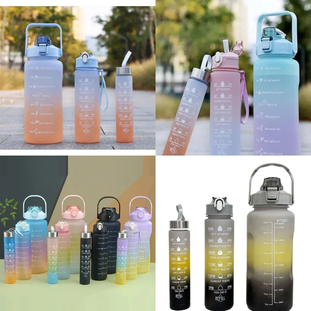 Rainbow water bottle set  pack of 3