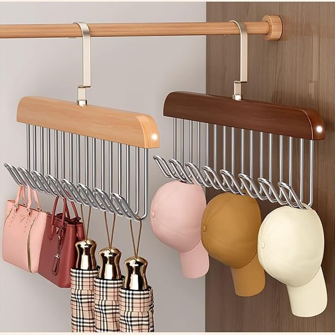 Wooden 8 Hook Hanger (Pack of 3)