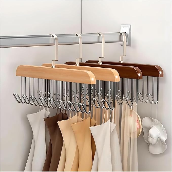 Wooden 8 Hook Hanger (Pack of 3)