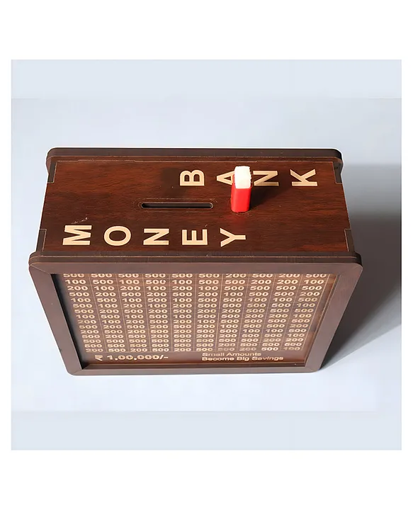 Wooden Piggy Bank for Kids & Adults