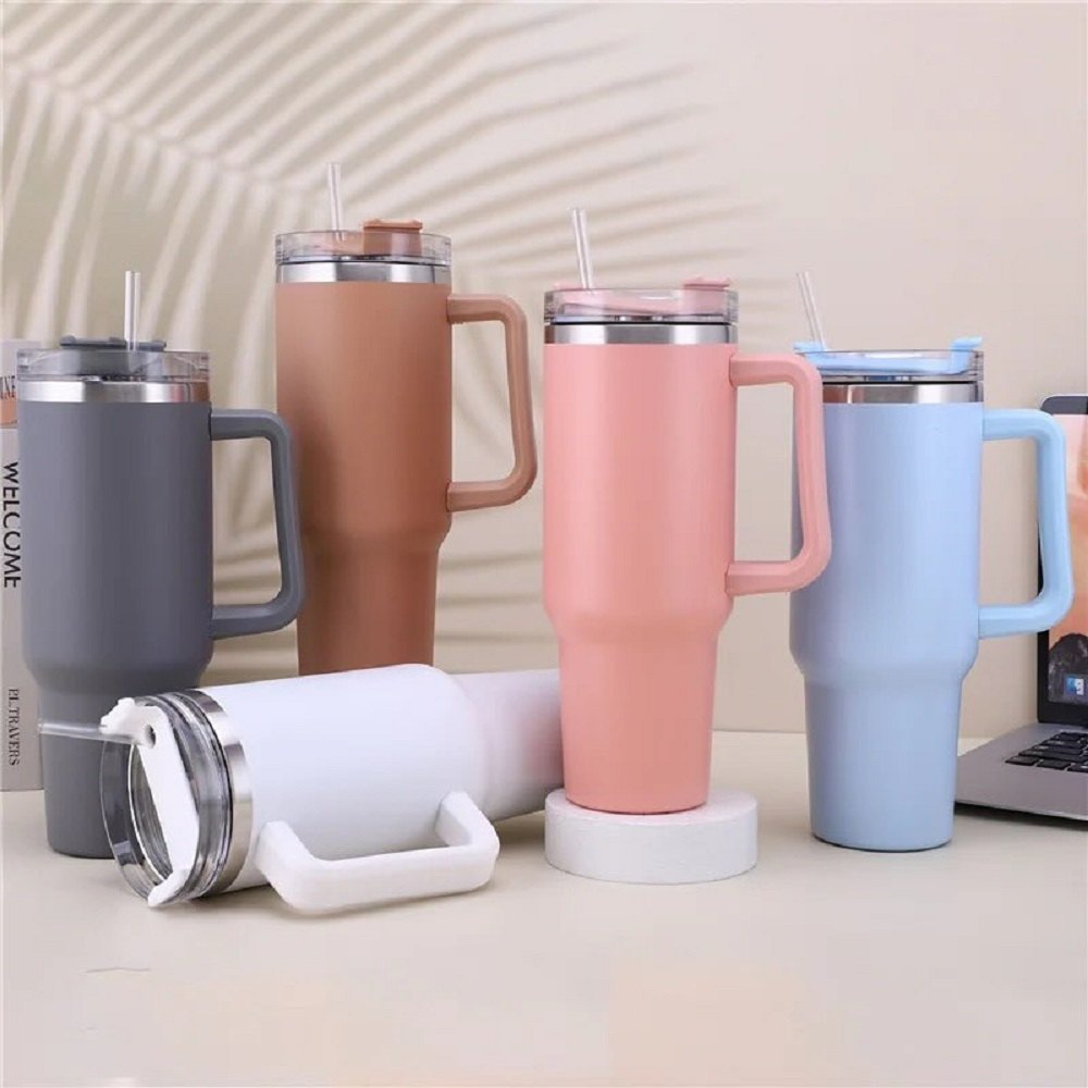 1200Ml Travel Tumbler with 2 Straw (1steel & 1 plastic)